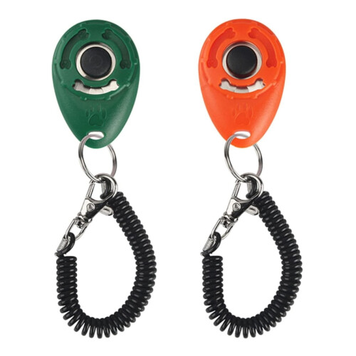 Training Made Fun, Pack With Bright Colors Ergonomic Design, Clicker Compatible with Behavioral Training with Wrist Strap, Loud Click, Easy 1