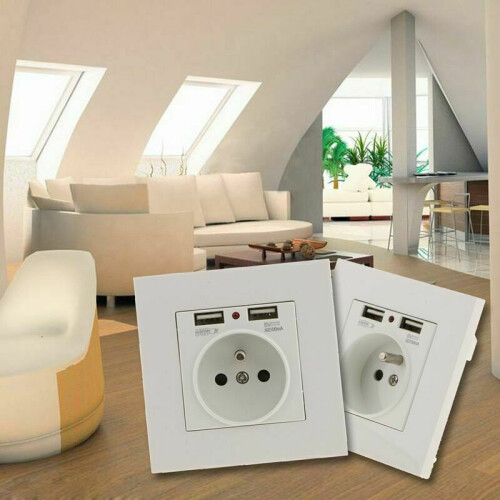 Easy Installation, European Round Plug Wall Panel Power Socket with Charge Electronic Devices Abroad Functionality 1