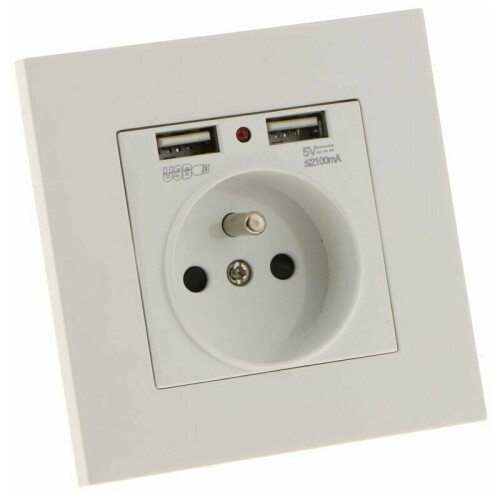 Easy Installation, European Round Plug Wall Panel Power Socket with Charge Electronic Devices Abroad Functionality 2