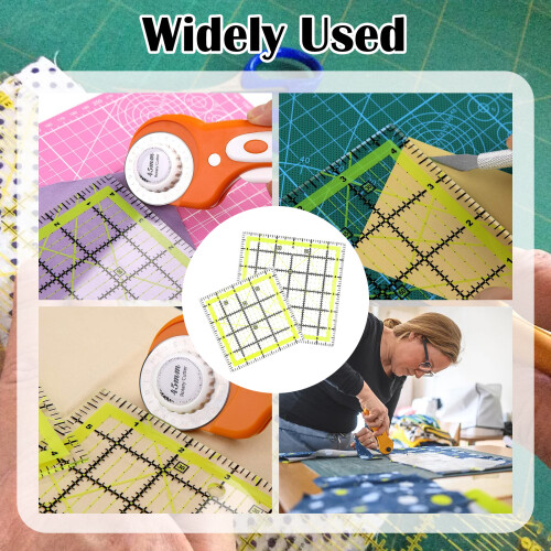 Régua quadrada para patchwork (2 unidades), 4,5 polegadas e 6 polegadas, em acrílico, com linhas impressas nítidas, transparente e antiderra 1