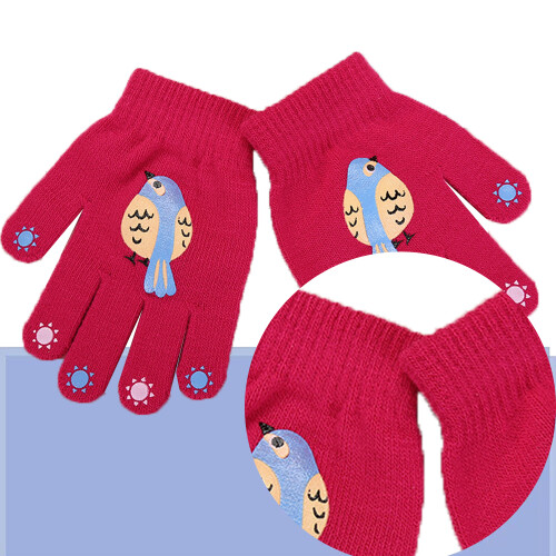 Luvas infantis, luvas de inverno de tricô, luvas elásticas com dedos completos, compatíveis com meninos e meninas. 2