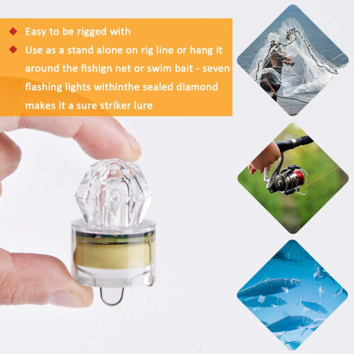 Isca de pesca Deep Drop Diamond, resistente à água e com luz subaquática, compatível com pesca em água doce e salgada, resistente à pressão 2