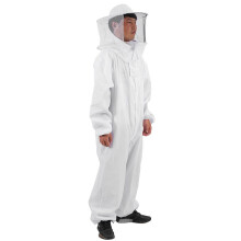 Professional Full Body Beekeeping Suit with Round Hat Veil, Breathable White Protective Clothing L