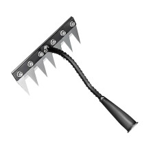 7 Teeth Heavy Duty Garden Rake for Lawn Care, Durable Iron Weeding Rake for Dethatching and Soil Loosening