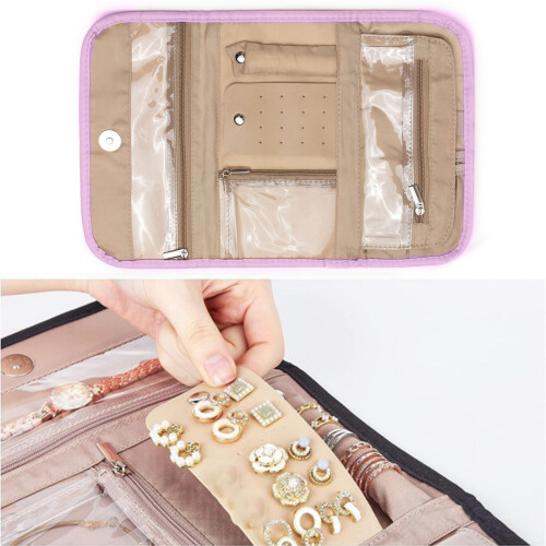 Multipurpose Waterproof Polyester Jewelry Roll Organizers-Black 2