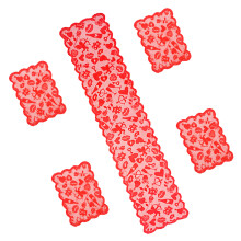 5 Piece Romantics Heart Lace Table Runner and Placemats Set-B