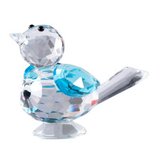 Carved Crystal Bird Figurine With Intricate Detail-lake blue
