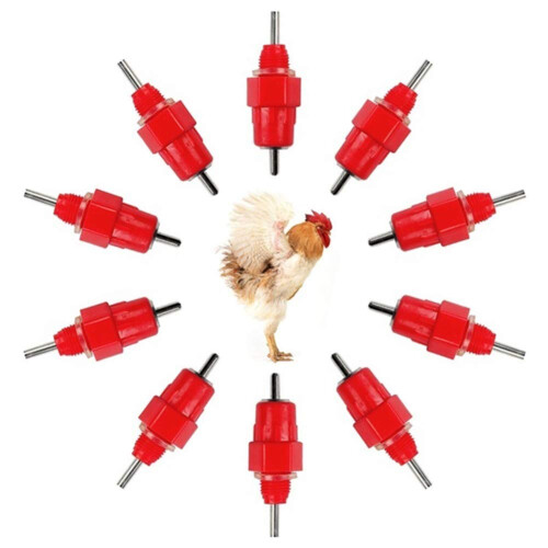 10 Pack Screwin Chicken Water Nipples Poultry Drinker Feeder Set for Ducks, Quick Replacement Supply 1