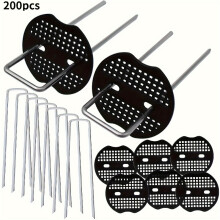 200 Uds (100 clavos para el suelo en forma de U y 100 arandelas) estacas gruesas para tienda de campaña, estacas para