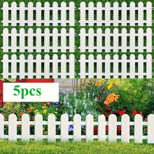 (5pcs) Tableros de plástico blanco para valla de jardín, miniborde de césped independiente y barrera para macizo de flores,
