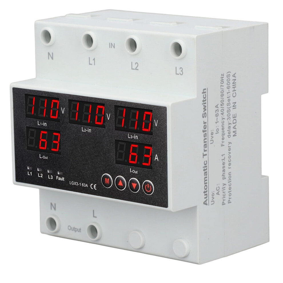 Automatic Transfer Switch 3 Phase 4 Wire 63A Generator Changeover With Led Voltage Display For Home And Inverter 9073542830658