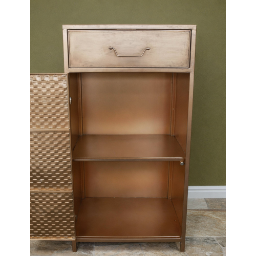 Metal Bedside Cabinet with Drawer and Cupboard Storage | COPPER 1