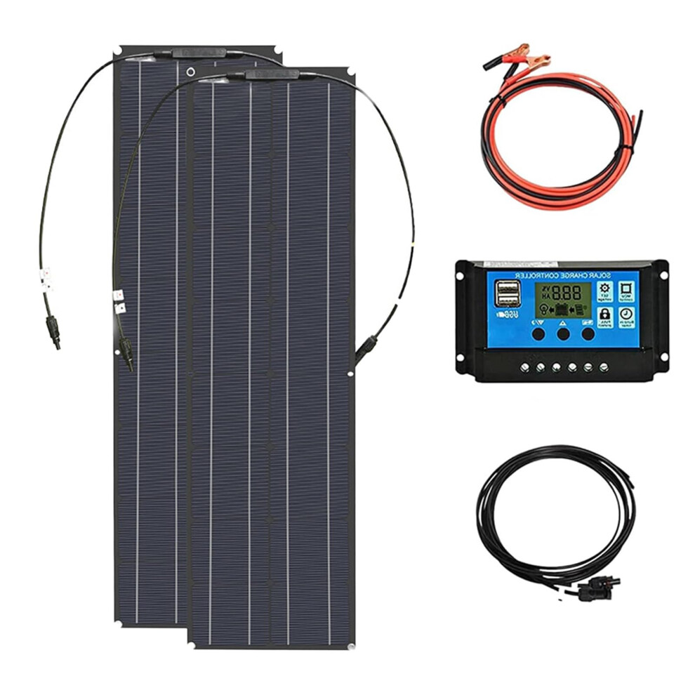 200W Solar Panel Kit 18V Monocrystalline Efficiency Ip65 Waterproof Charger For Rv Boat Car Camping White 9330225152880