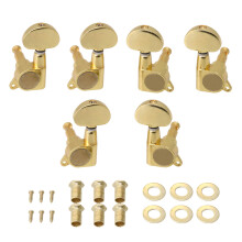 Golden 3R3L Guitar Tuning Pegs Half Moon Button for Acoustic Electric Guitar, Stable Smooth Performance