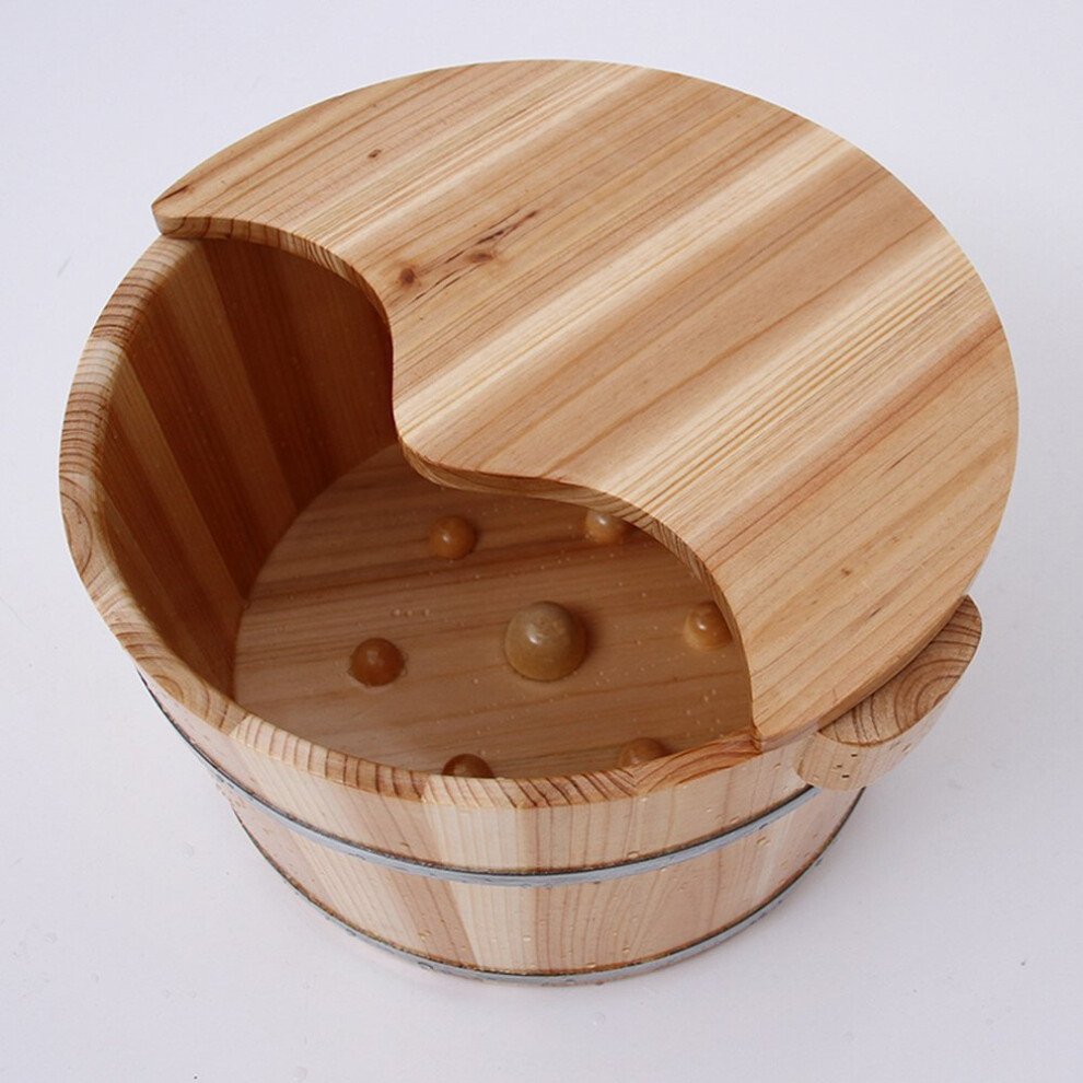 Cedar Wooden Foot Soaking Tub with Builtin Acupoint Massage, Spa Foot Bath Basin for Home and Sauna