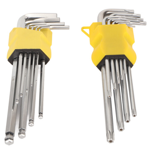 18pc Hex Wrench Set Ball-End Right-Angle Chrome