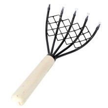 Clam Digging Rake with Ergonomic Wood Handle, Sharp Claw Seafood Dredge Tool for Beach and Mud