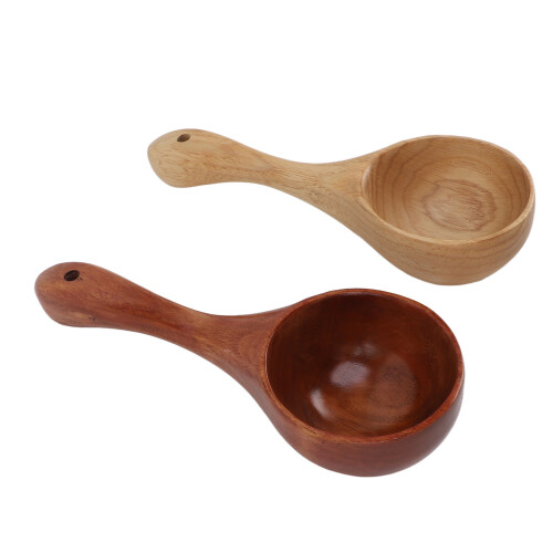 2pcs Odorless Solid Wood Soup Ladles Long Handle Wooden Kitchen Serving Spoons