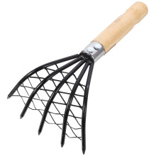 Stainless Steel Clam Digging Rake with Anti‑Slip Wooden Handle, Durable Beach Oyster Rake Tool