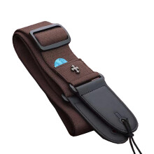 Cotton Guitar Strap with Leather Ends and Pick Pocket, Adjustable Comfortable Bass Acoustic Electric Strap (Brown)