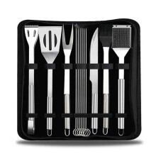 BBQ Grill Tools Set, Complete Stainless Steel Utensils with HeatResistant Food Clamp for Outdoor Cooking and Camping