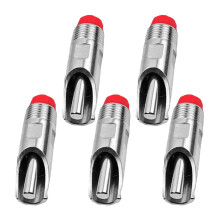 5PCS Stainless Steel Automatic Pig Nipple Drinker with Red Cap, Low Splash Waterer for Piglets and Farm Use