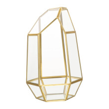 Modern Geometric Glass Terrarium Box for Succulents with Durable Brass Frame Tabletop Planter Decor