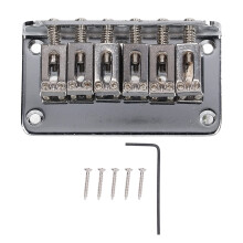 Electric Guitar Bridge 78MM Fixed Hardtail Zinc Alloy Tailpiece for 6 String Guitar Compatible with Fender Strat Tele Silver