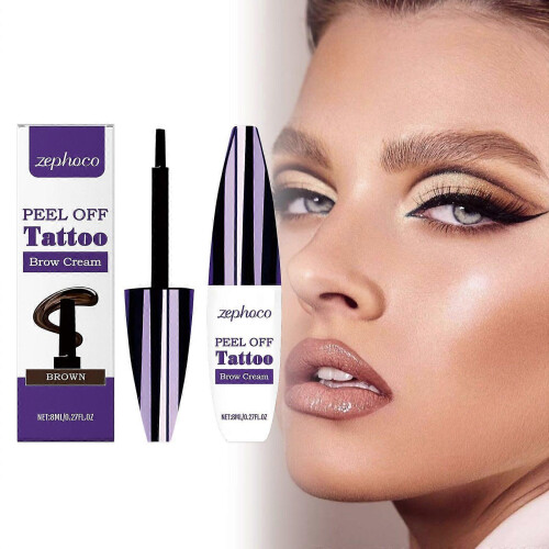 Zephoco Brown Tearable Liquid Eyebrow Pencil Natural Hair Flow Extremely Thin Brush Stroke Durable No Makeup Setting 1