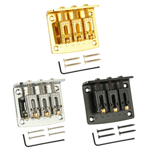 3 String Guitar Bridge Golden Adjustable Hardtail Tailpiece for Cigar Box Guitar with Screws 2