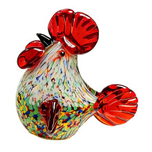 Artistic Glass Roosters Figurine Color Rich Design for Living