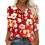 Women's sleeve V-neck T-shirts for Spring  comfortable,-Red L 1