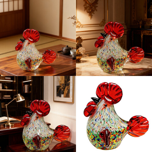 Die wunderschöne Skulptur „Hähne“ aus Glas wertet die 1
