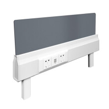 Desk Privacy Panel with Integrated Power Hub and USB, Acoustic Desk Divider for Office or Library Gray 39.3x11.8in