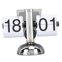 Tabletop Flip Clock 304 Steel Large Number Retro Battery Powered 24 Hours White