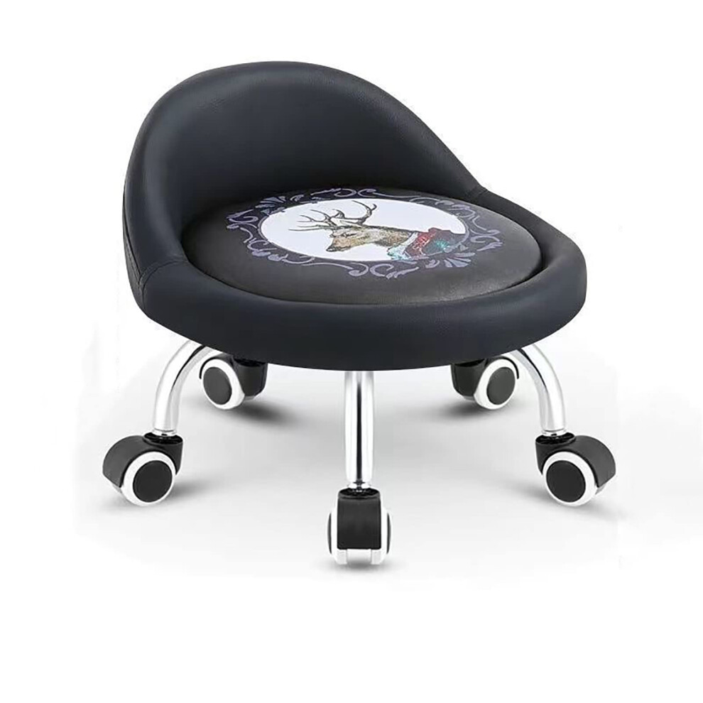 Rolling Stool With Wheels And Backrest, Heavy Duty Steel Frame, 360 Swivel Seat For Garage, Home, Office 9092120313765