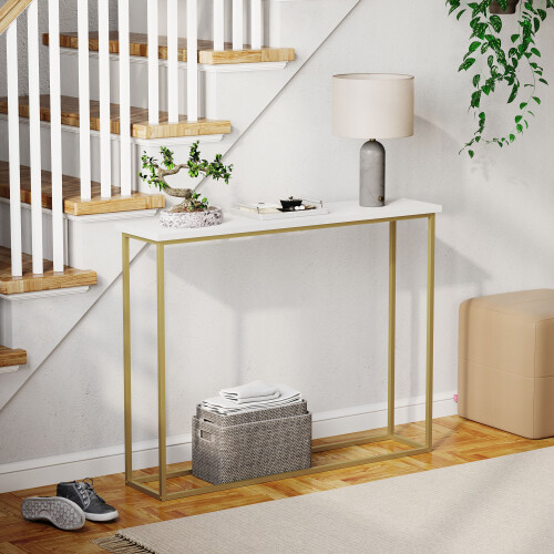 (White & Gold) Console Table With Metal Leg, Vida Designs, Modern Hallway Table
