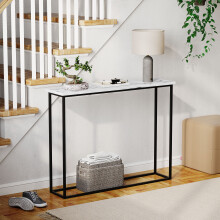 (White Marble &amp; Black) Console Table With Metal Leg, Vida Designs, Modern Hallway Table