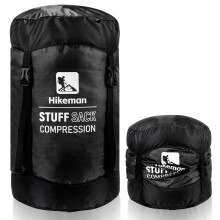 Compression Stuff Sack XL Black, Ultralight WaterResistant 53L Sleeping Bag Sack for Camping Hiking, 50% More Storage