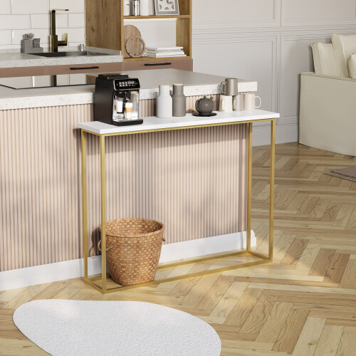 Vida Designs (White & Gold) Console Table With Metal Leg, Vida Designs, Modern Hallway Table 2