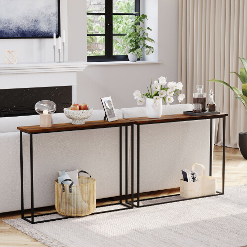 Vida Designs (Rustic Brown & Black) Console Table With Metal Leg, Vida Designs, Modern Hallway Table 1