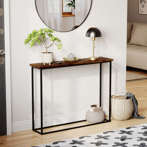 Vida Designs (Rustic Brown & Black) Console Table With Metal Leg, Vida Designs, Modern Hallway Table 2