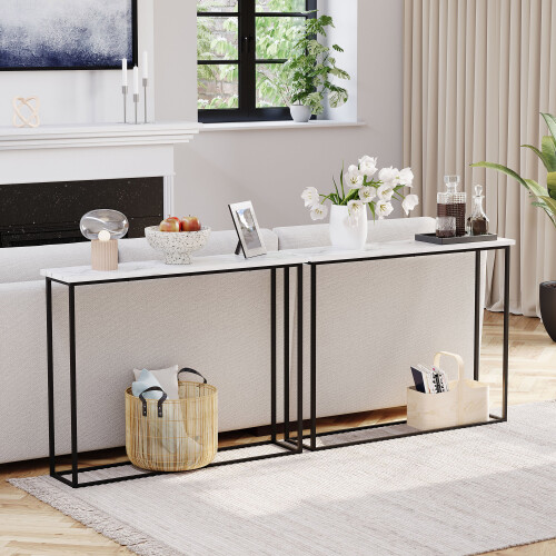 Vida Designs (White Marble & Black) Console Table With Metal Leg, Vida Designs, Modern Hallway Table 2