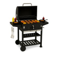 Charcoal BBQ Grill Barbecue Garden Smoker Trolley