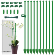 10PCS 15 Inch Adjustable Fiberglass Plant Stakes Set with Clips for Indoor Outdoor Tomato Monstera Support