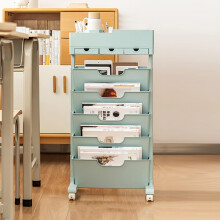 Rolling Book Cart with 360 Locking Wheels, Large Capacity MultiLayer Mobile Bookshelf Organizer for Home and School White