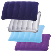 4 Pack Soft PVC Flocked Inflatable Travel Pillow for Camping, Adjustable Air Cushion for Outdoor Comfort