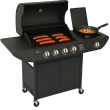 4+1 Burner Gas BBQ Grill Garden Barbecue Wheels