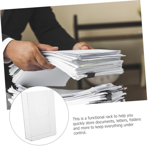 2 Pack Wall Mounted Magazine Rack Clear File Organizer Space Saving Transparent Holder for Office and Home 2