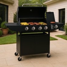 Gas Barbecue 4+1 BBQ Grill With Storage Side Table
